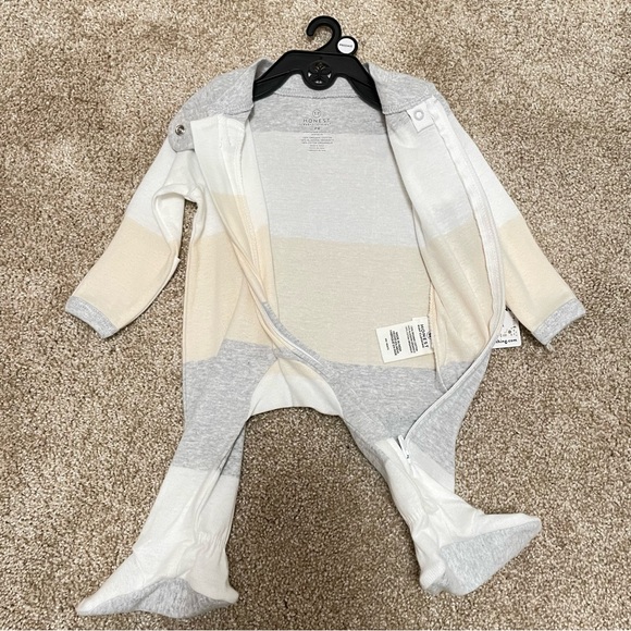 NWT Honest Baby Organic Cotton Sleep Play Preemie Stripes Neutral Unisex Boy - Picture 2 of 7